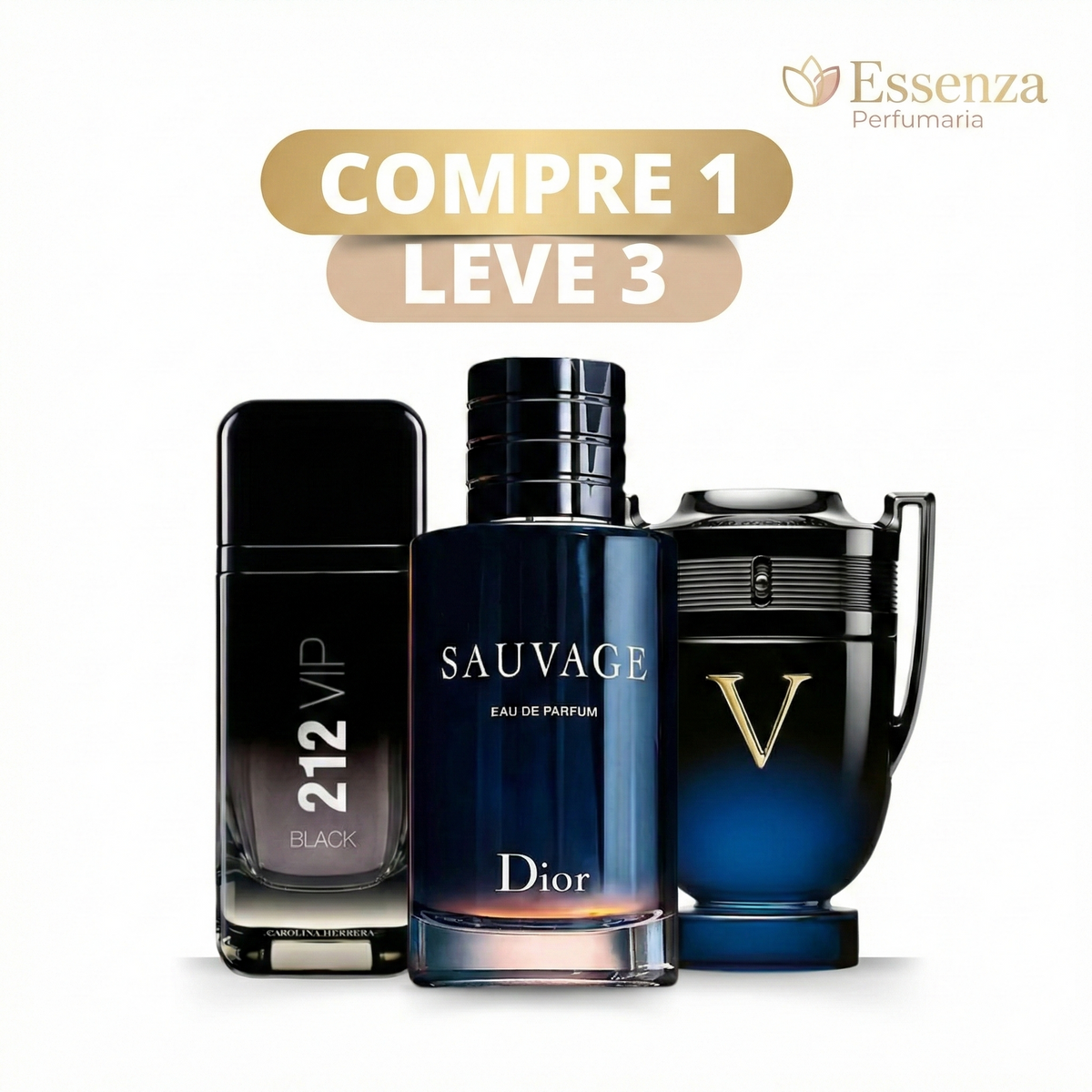 Kit 3 Perfumes Masculinos Importados (100ml cada) - Sauvage Dior l Invictus Victory l 212 VIP Black [ PROMOÇÃO POR TEMPO LIMITADO]