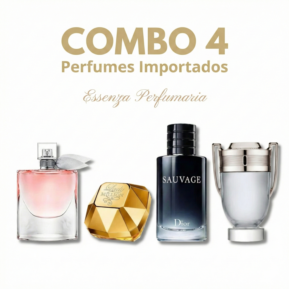 Combo 4 Perfumes Masculinos Importados (100ml) - La Vie Est Belle | Lady Million | Invictus | Sauvage [FRETE GRÁTIS]