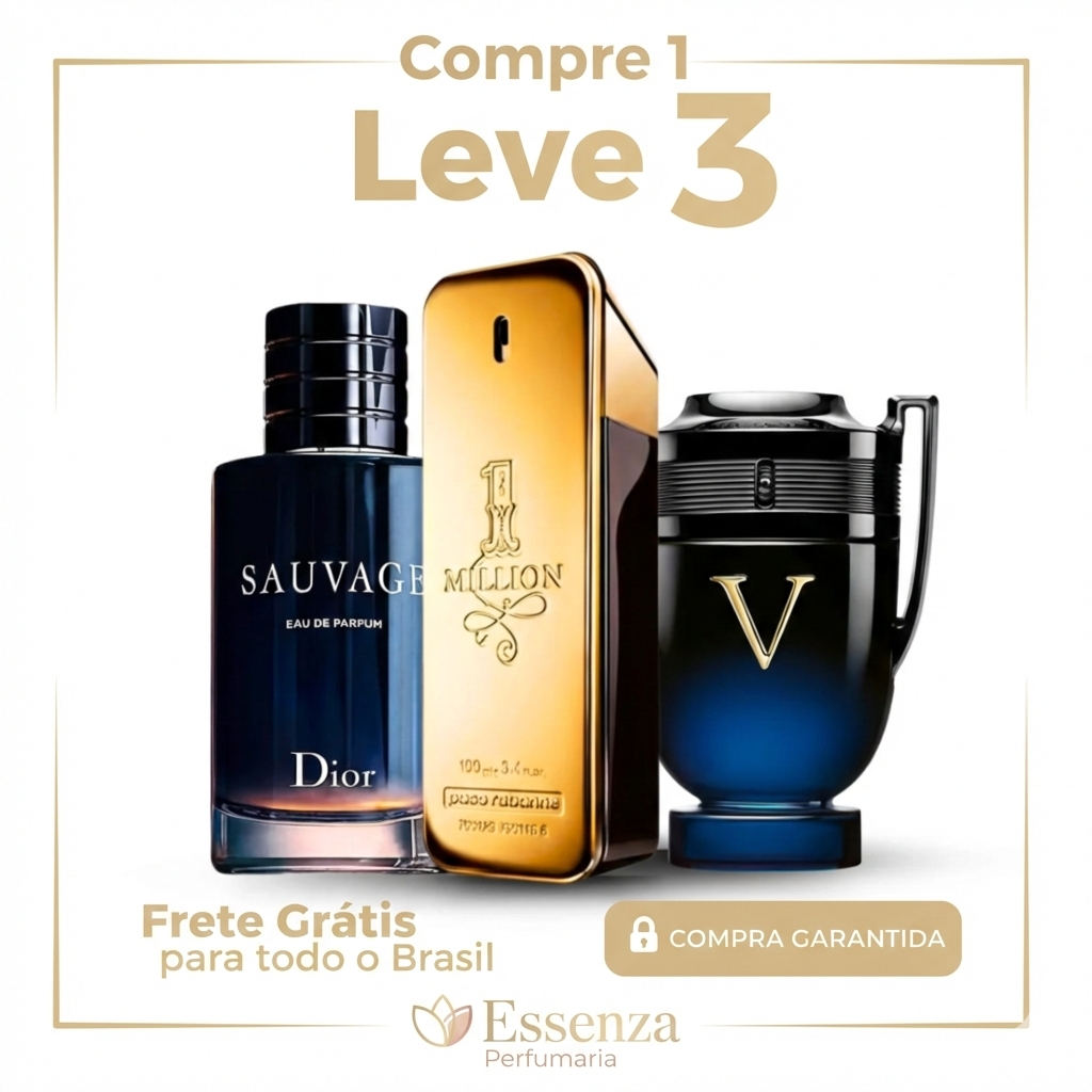 Kit 3 Perfumes Masculinos Importados (100ml cada) One Million  l Invictus Men  l 212 VIP Black [ PROMOÇÃO POR TEMPO LIMITADO]