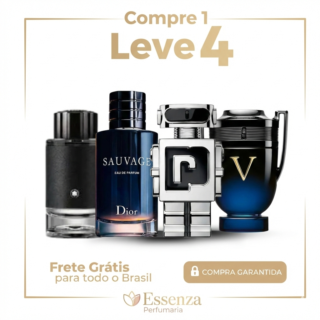 Kit 4 Perfumes Masculinos Importados (100ml cada) - Sauvage Dior l Invictus Victory l Paco Rabanne Phantoml mon black [ PROMOÇÃO POR TEMPO LIMITADO]